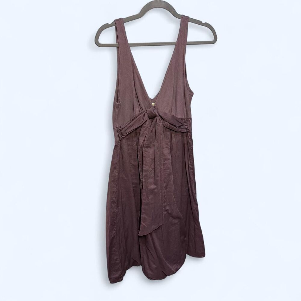 Velvet by Graham Spencer Purple Tie Front Empire Waist Bubble Hem Dress Mini S